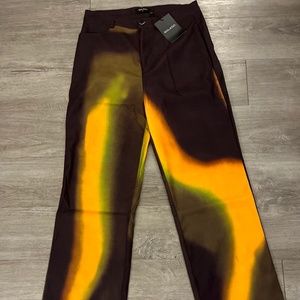 High Waist Color Block Wide Leg Pants